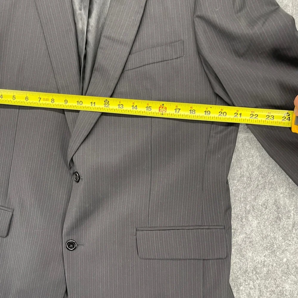 John Varvatos Blazer 42L Mens Pinstripe Black Two Button Suit Jacket